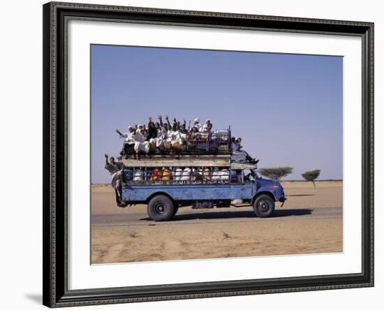 Crowded Bedford Bus Travels Along Main Road from Khartoum to Shendi, Old Market Town on Nile River-Nigel Pavitt-Framed Photographic Print