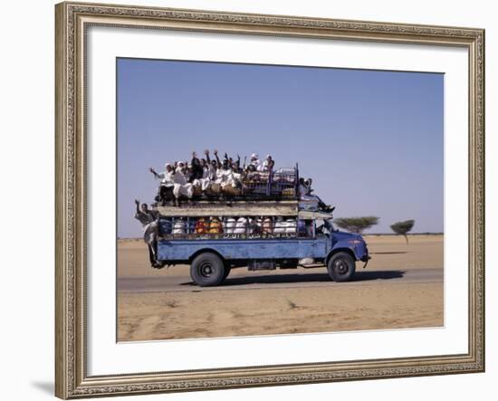 Crowded Bedford Bus Travels Along Main Road from Khartoum to Shendi, Old Market Town on Nile River-Nigel Pavitt-Framed Photographic Print