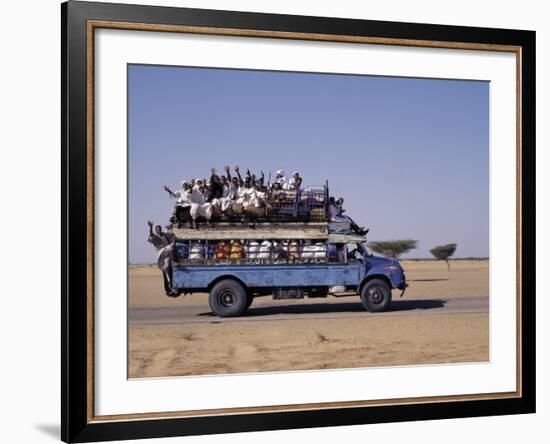 Crowded Bedford Bus Travels Along Main Road from Khartoum to Shendi, Old Market Town on Nile River-Nigel Pavitt-Framed Photographic Print