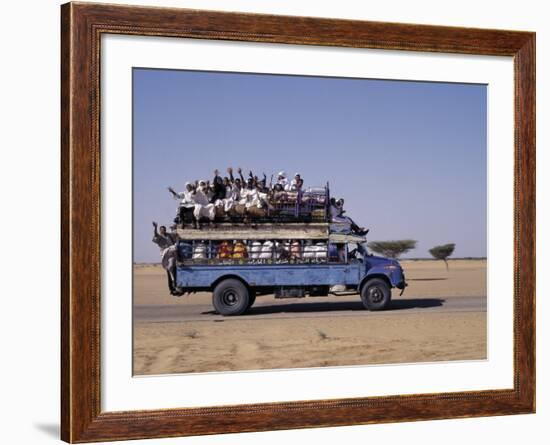 Crowded Bedford Bus Travels Along Main Road from Khartoum to Shendi, Old Market Town on Nile River-Nigel Pavitt-Framed Photographic Print