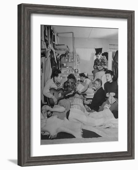 Crowded Living Quarters of Japanese American Family Interned in a Relocation Camp-Hansel Mieth-Framed Photographic Print