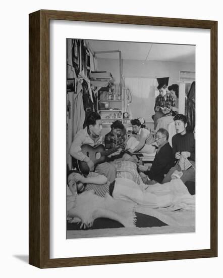 Crowded Living Quarters of Japanese American Family Interned in a Relocation Camp-Hansel Mieth-Framed Photographic Print