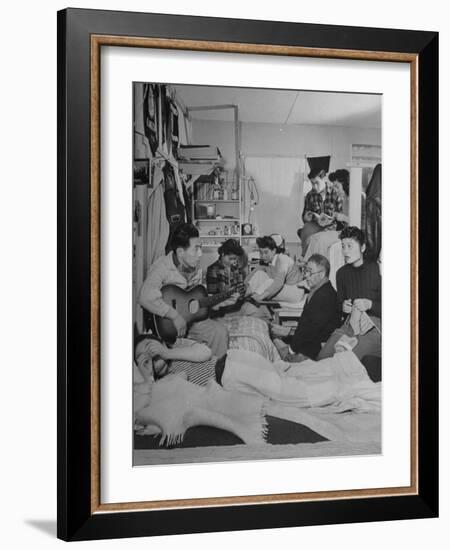 Crowded Living Quarters of Japanese American Family Interned in a Relocation Camp-Hansel Mieth-Framed Photographic Print