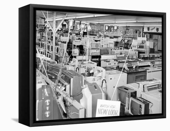 Crowded Selling Floor of Appliance Store in Chicago, Ca. 1965.-Kirn Vintage Stock-Framed Premier Image Canvas