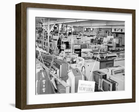 Crowded Selling Floor of Appliance Store in Chicago, Ca. 1965.-Kirn Vintage Stock-Framed Photographic Print