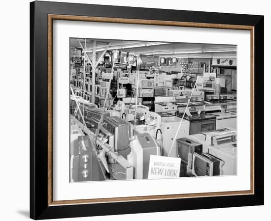 Crowded Selling Floor of Appliance Store in Chicago, Ca. 1965.-Kirn Vintage Stock-Framed Photographic Print