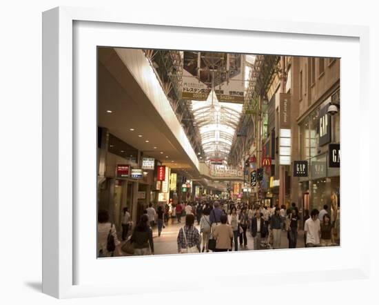 Crowded Shopping Arcade, Kobe City, Kansai, Honshu Island, Japan-Christian Kober-Framed Photographic Print