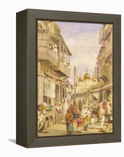 Crowded Street Scene in Lahore, India-William Carpenter-Framed Premier Image Canvas