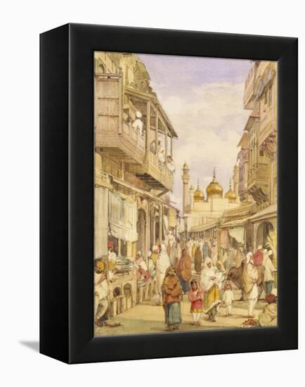 Crowded Street Scene in Lahore, India-William Carpenter-Framed Premier Image Canvas