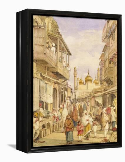 Crowded Street Scene in Lahore, India-William Carpenter-Framed Premier Image Canvas