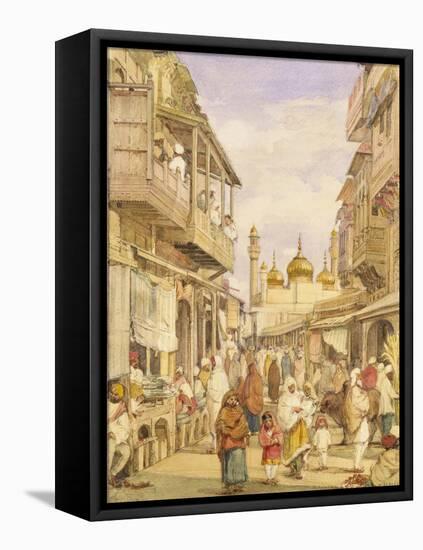 Crowded Street Scene in Lahore, India-William Carpenter-Framed Premier Image Canvas