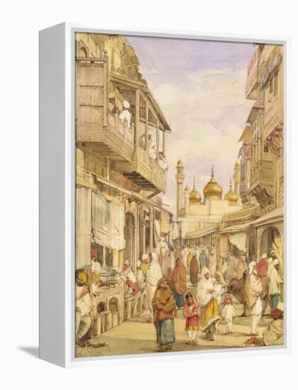Crowded Street Scene in Lahore, India-William Carpenter-Framed Premier Image Canvas