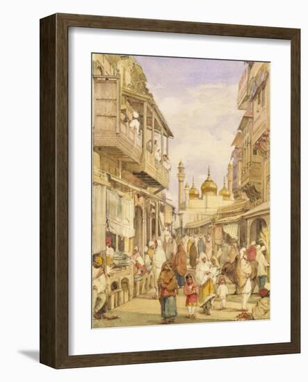 Crowded Street Scene in Lahore, India-William Carpenter-Framed Giclee Print