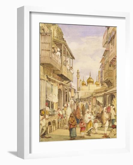 Crowded Street Scene in Lahore, India-William Carpenter-Framed Giclee Print