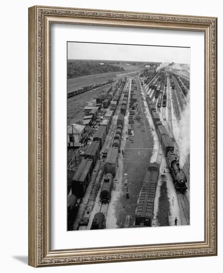 Crowded Yard Filled with Freight Cars-Peter Stackpole-Framed Photographic Print