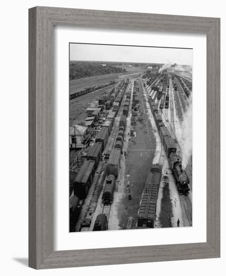 Crowded Yard Filled with Freight Cars-Peter Stackpole-Framed Photographic Print