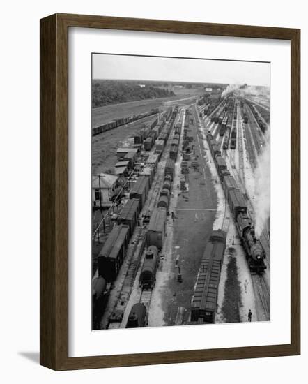 Crowded Yard Filled with Freight Cars-Peter Stackpole-Framed Photographic Print