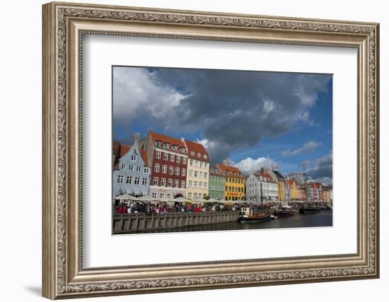 Crowds at Cafes and Restaurants, Nyhavn, Copenhagen, Denmark-Inger Hogstrom-Framed Photographic Print