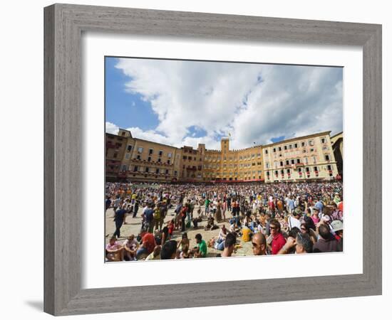 Crowds at El Palio Horse Race Festival, Piazza Del Campo, Siena, Tuscany, Italy, Europe-Christian Kober-Framed Photographic Print