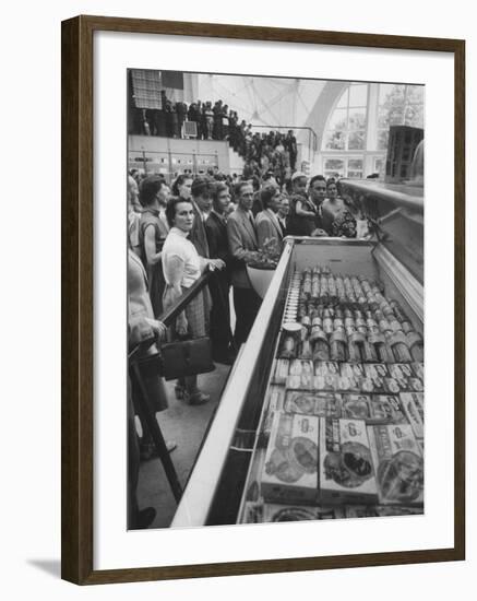 Crowds Checking Out Frozen Foods at the Us Exhibit, During the Poznan Fair-Lisa Larsen-Framed Photographic Print