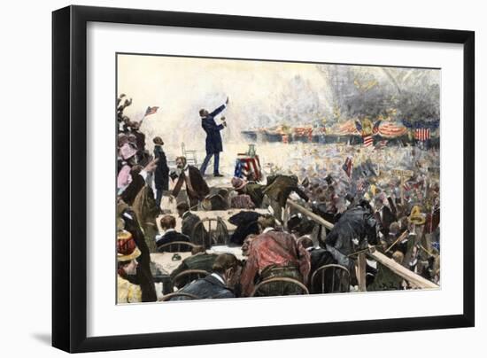 Crowds Cheer Speaker at Republican Convention Which nominated Theodore Roosevelt, Chicago, 1900-null-Framed Giclee Print