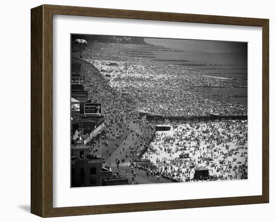 Crowds Filling the Beaches of Coney Island on the Fourth of July-Andreas Feininger-Framed Photographic Print