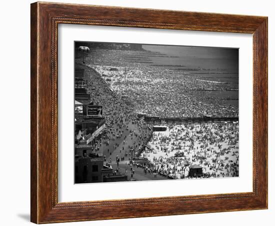 Crowds Filling the Beaches of Coney Island on the Fourth of July-Andreas Feininger-Framed Photographic Print