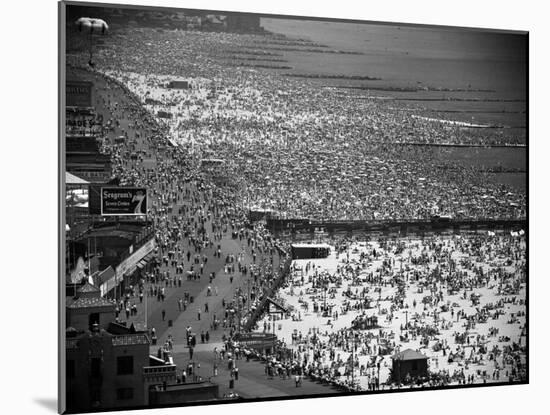 Crowds Filling the Beaches of Coney Island on the Fourth of July-Andreas Feininger-Mounted Photographic Print