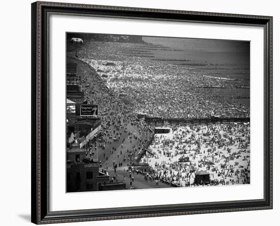 Crowds Filling the Beaches of Coney Island on the Fourth of July-Andreas Feininger-Framed Photographic Print