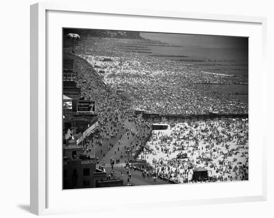 Crowds Filling the Beaches of Coney Island on the Fourth of July-Andreas Feininger-Framed Photographic Print