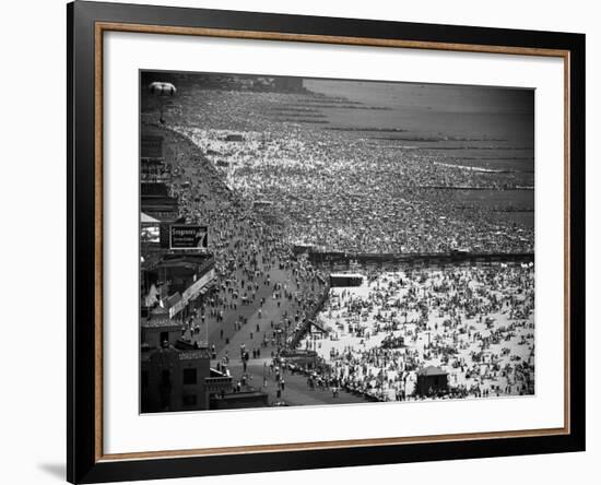 Crowds Filling the Beaches of Coney Island on the Fourth of July-Andreas Feininger-Framed Photographic Print