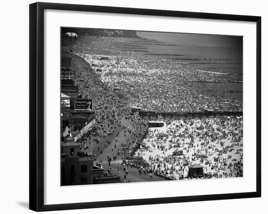 Crowds Filling the Beaches of Coney Island on the Fourth of July-Andreas Feininger-Framed Photographic Print