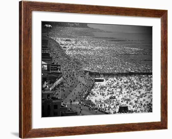 Crowds Filling the Beaches of Coney Island on the Fourth of July-Andreas Feininger-Framed Photographic Print