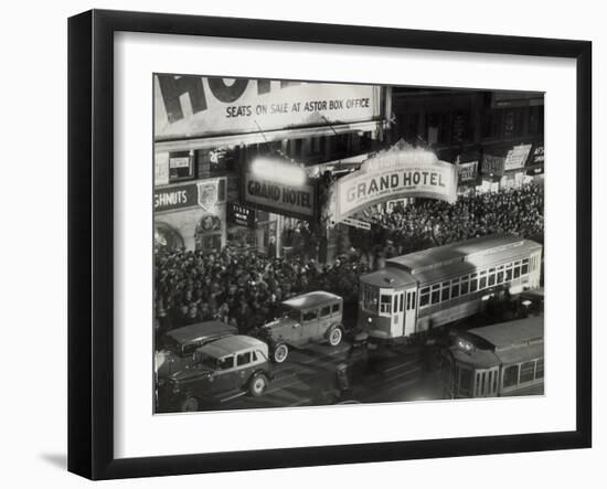 Crowds Gathering at Astor Theater-null-Framed Photographic Print