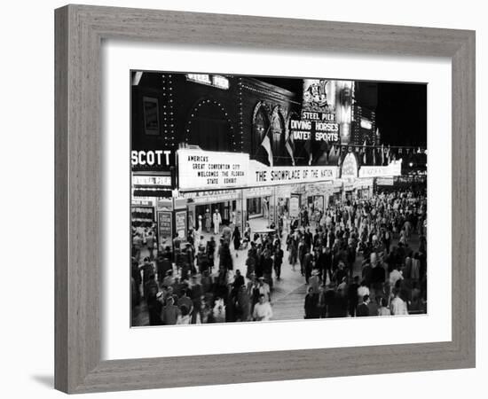 Crowds Gathering Outside the Steel Pier in Resort and Convention City-Alfred Eisenstaedt-Framed Photographic Print