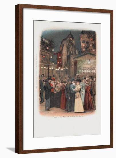 Crowds in the Garden at the Moulin Rouge in Paris-null-Framed Giclee Print