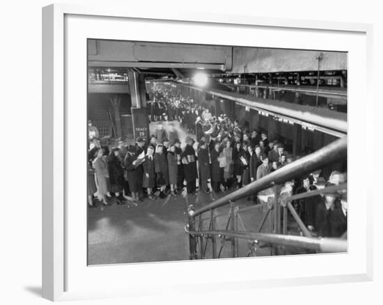 Crowds Lining Up for Seats at Penn. Station-Ralph Morse-Framed Premium Photographic Print