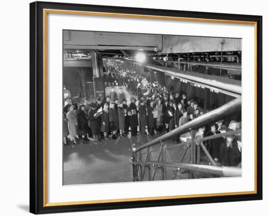 Crowds Lining Up for Seats at Penn. Station-Ralph Morse-Framed Premium Photographic Print