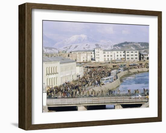 Crowds of People and Buses in the City, Kabul, Afghanistan-David Lomax-Framed Photographic Print