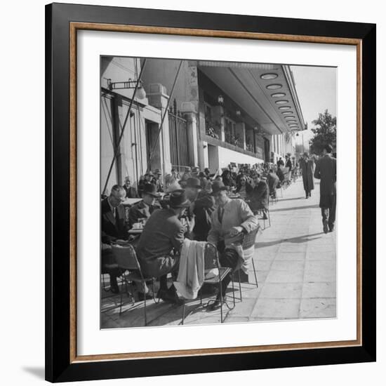 Crowds of People Eating at Outdoor Cafe-Dmitri Kessel-Framed Photographic Print