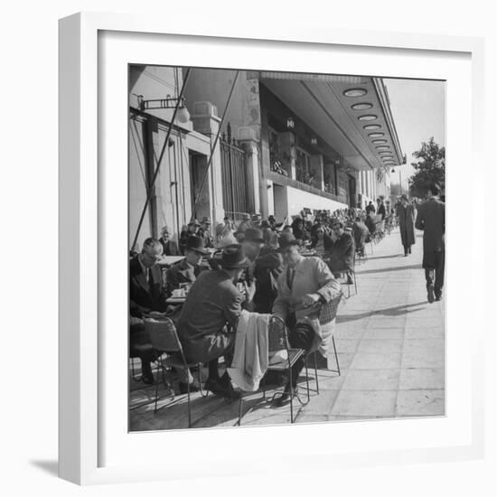 Crowds of People Eating at Outdoor Cafe-Dmitri Kessel-Framed Photographic Print