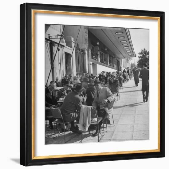 Crowds of People Eating at Outdoor Cafe-Dmitri Kessel-Framed Photographic Print