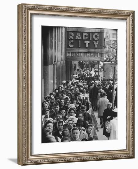 Crowds of People Waiting to See Radio City Music Hall's Easter Show-Yale Joel-Framed Photographic Print