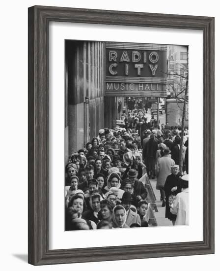 Crowds of People Waiting to See Radio City Music Hall's Easter Show-Yale Joel-Framed Photographic Print