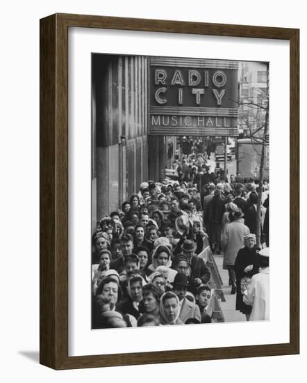 Crowds of People Waiting to See Radio City Music Hall's Easter Show-Yale Joel-Framed Photographic Print