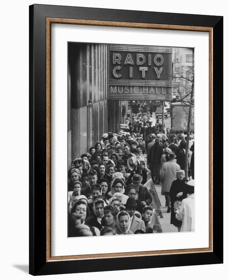 Crowds of People Waiting to See Radio City Music Hall's Easter Show-Yale Joel-Framed Photographic Print