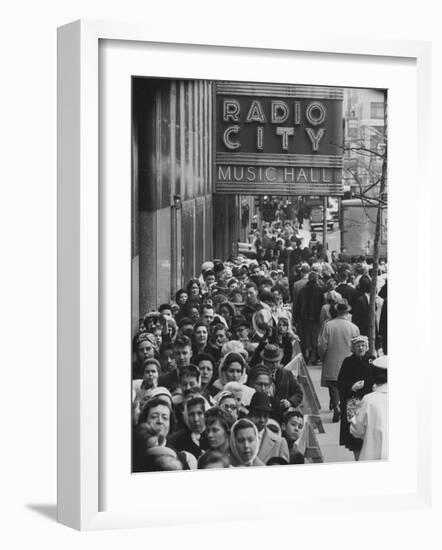 Crowds of People Waiting to See Radio City Music Hall's Easter Show-Yale Joel-Framed Photographic Print