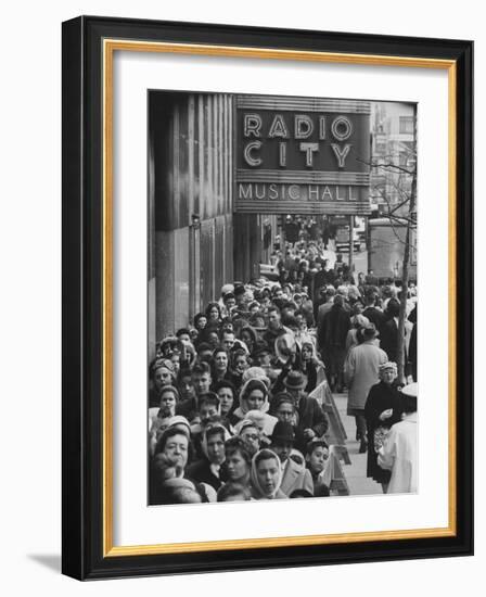 Crowds of People Waiting to See Radio City Music Hall's Easter Show-Yale Joel-Framed Photographic Print