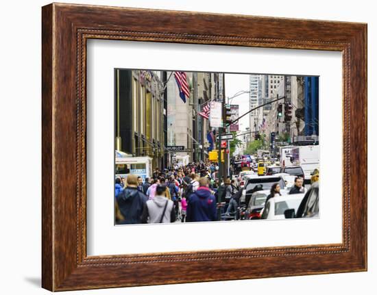 Crowds of shoppers on 5th Avenue, Manhattan, New York City, United States of America, North America-Fraser Hall-Framed Photographic Print