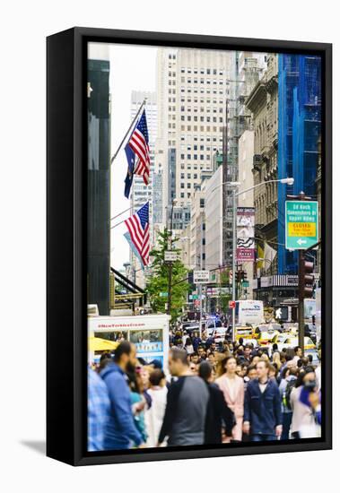 Crowds of shoppers on 5th Avenue, Manhattan, New York City, United States of America, North America-Fraser Hall-Framed Premier Image Canvas